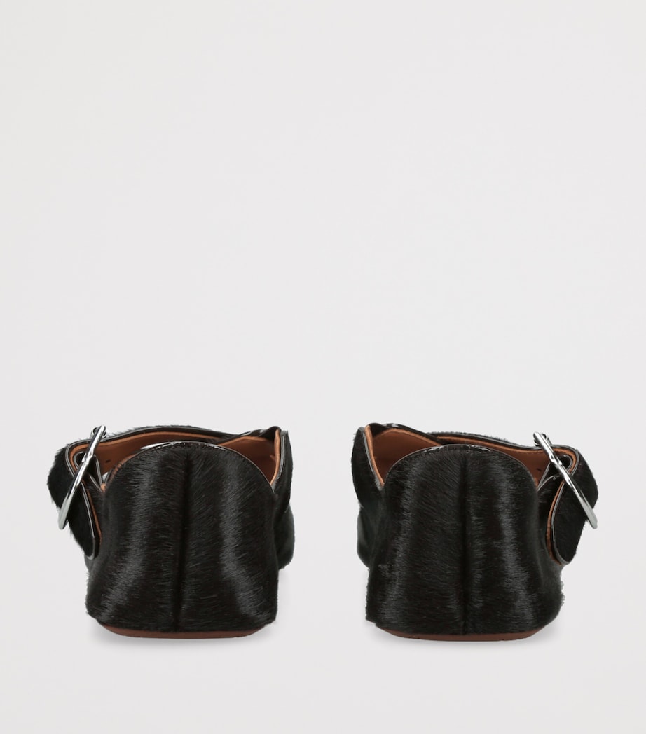 Alaïa Brown Pony Hair Criss-Cross Ballet Flats