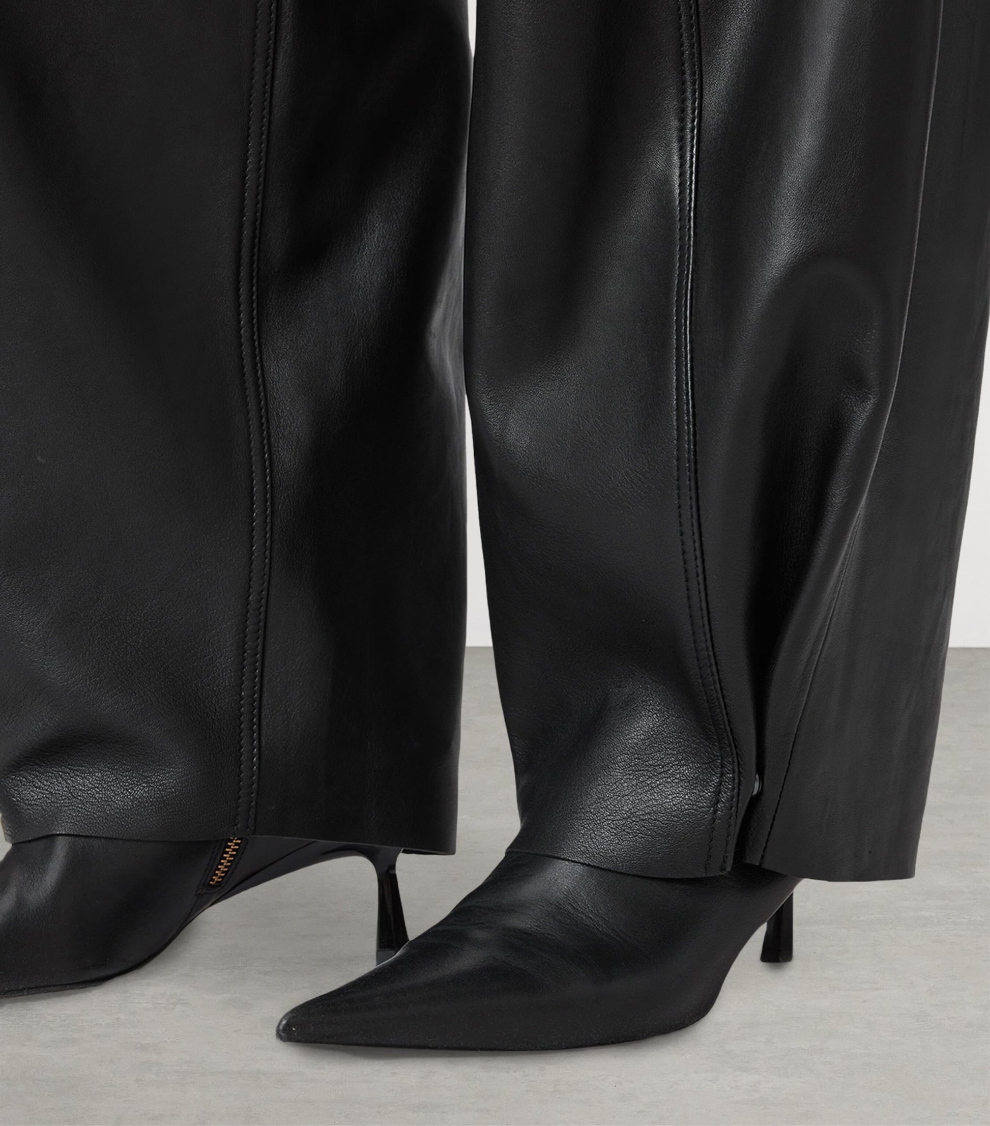 AllSaints Black Leather Jett Lea Trousers