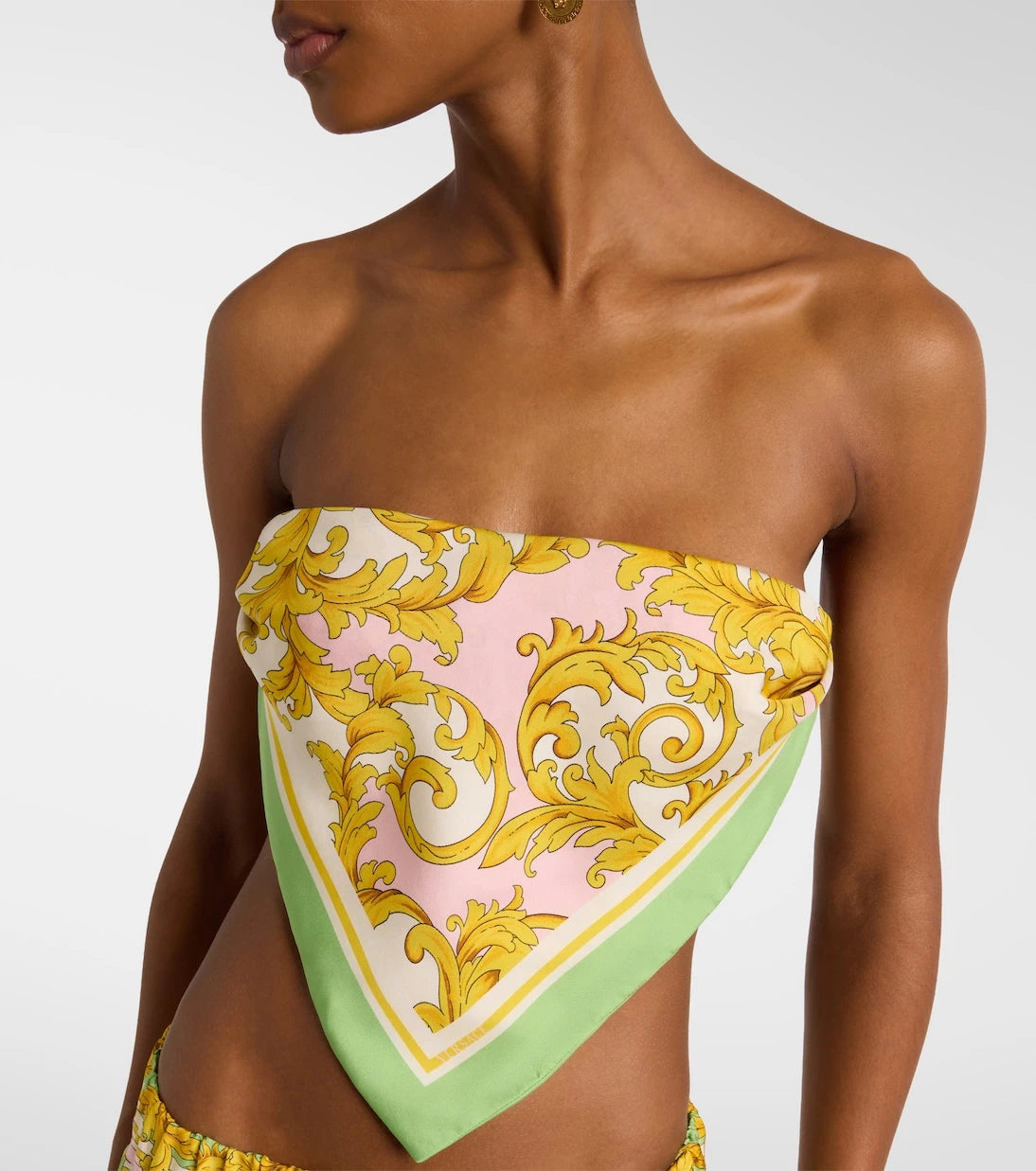 Versace - Printed silk twill bandeau top