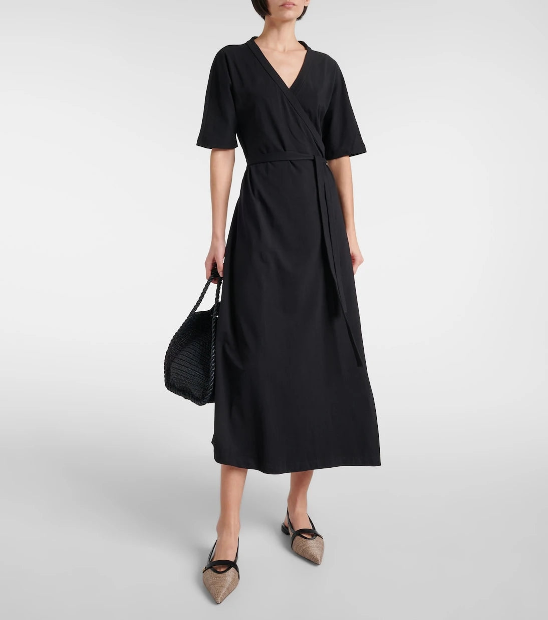Max Mara - Leather-trimmed slingback flats