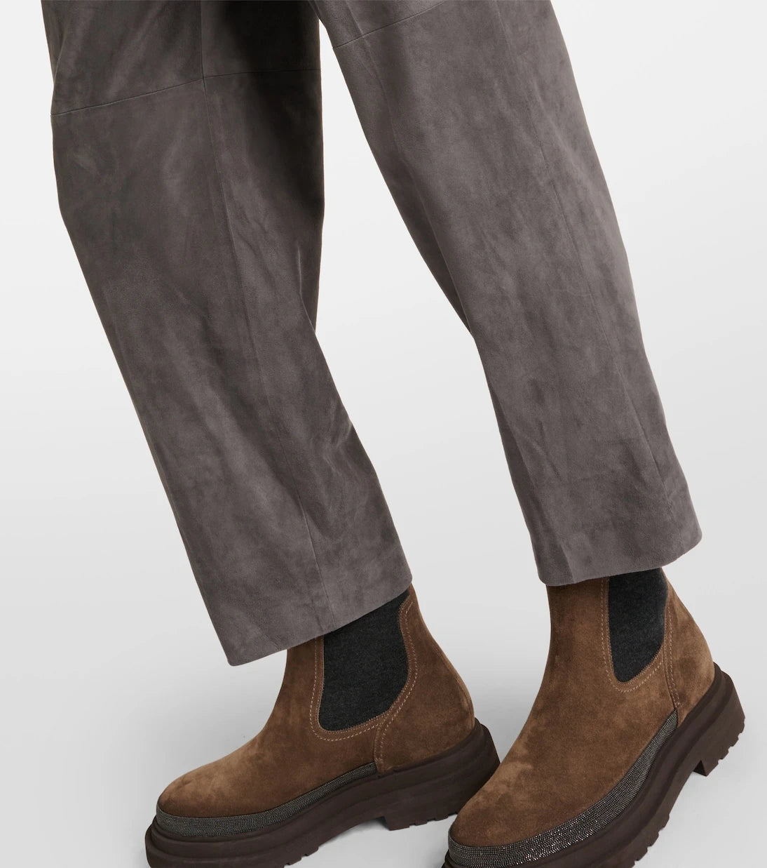 Brunello Cucinelli - Suede straight pants