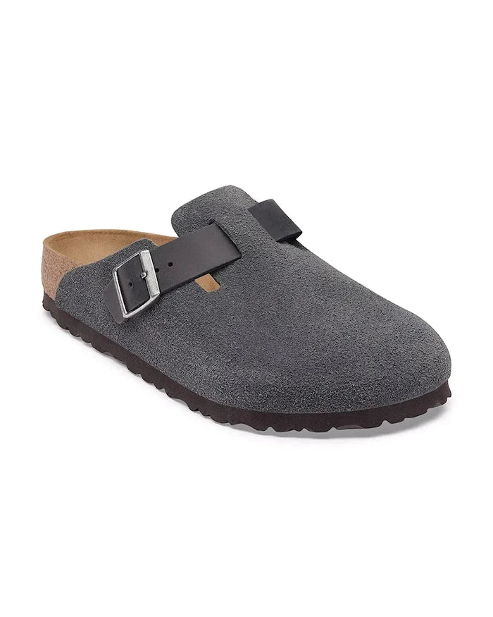 Birkenstock erkek süet terlik sabo Boston Mixed Leather