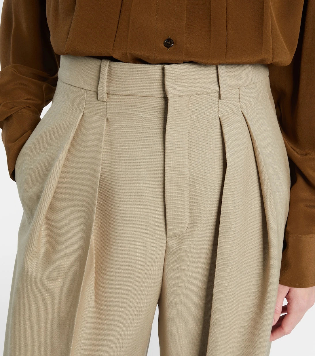 Saint Laurent - Wool and silk wide-leg pants