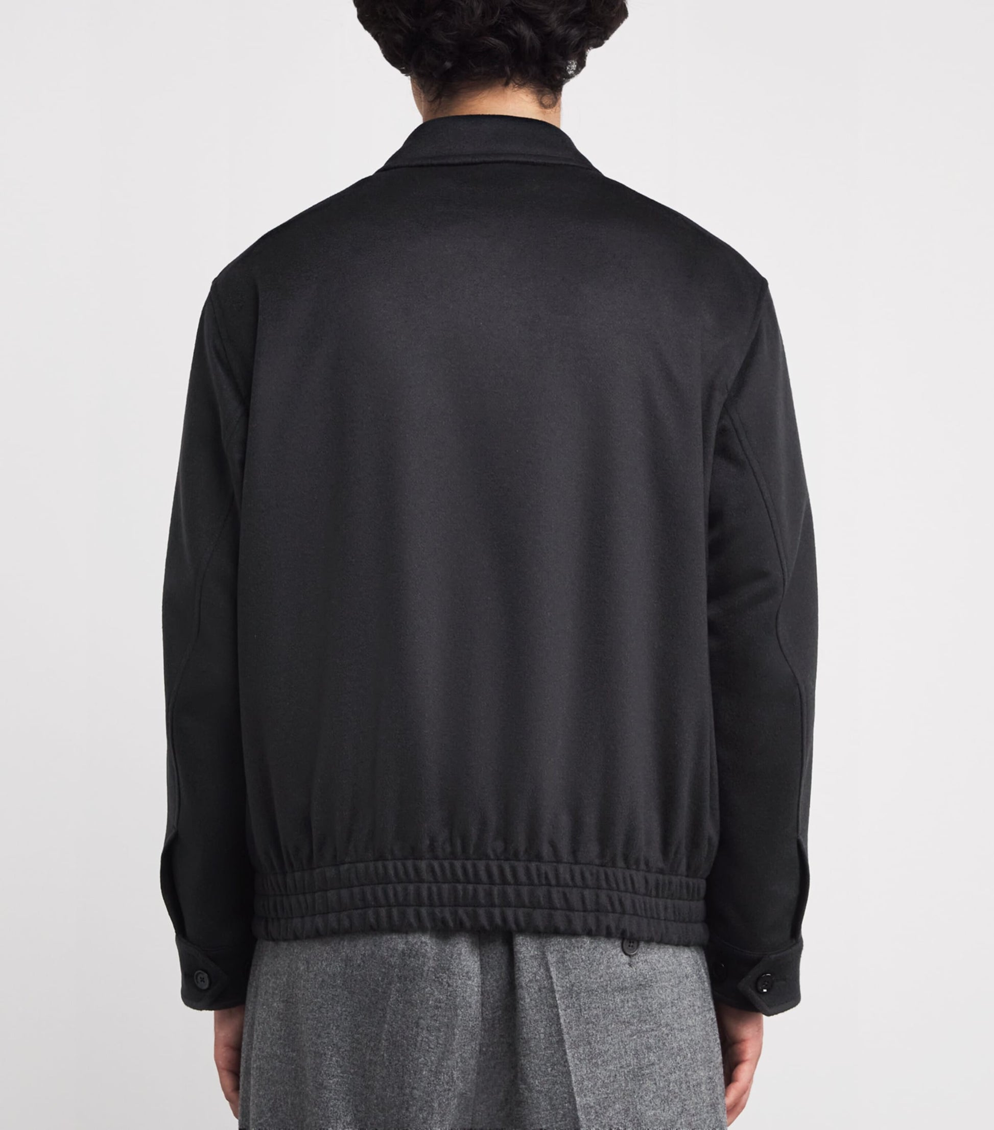 Navy Cashmere-Wool Bomber Jacket