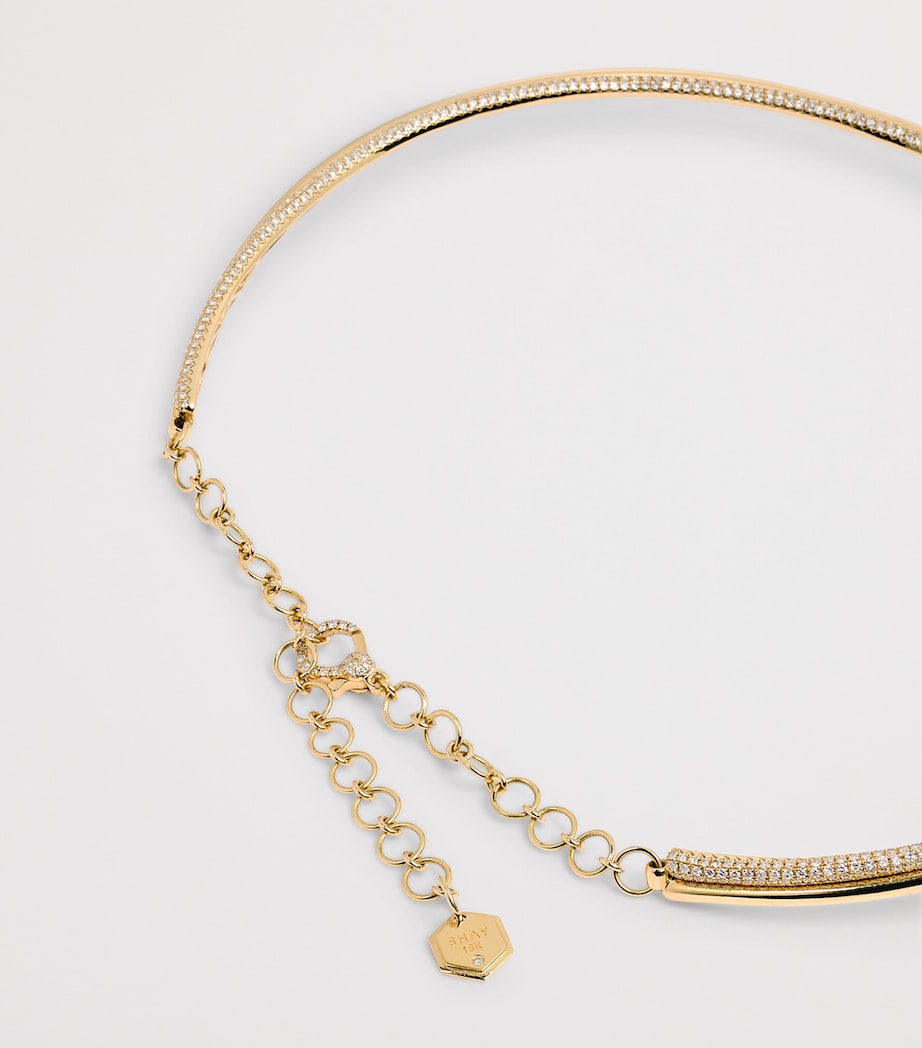 SHAY Yellow Gold and Diamond Floating Bezel Necklace