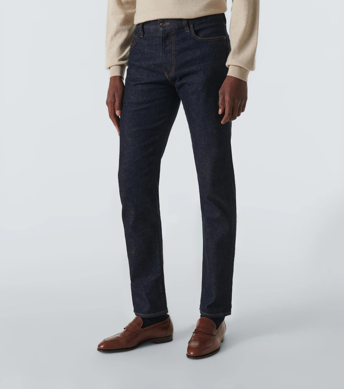 Loro Piana - بنطلون جينز كوارونا بقصة ضيقة وخصر متوسط الارتفاع
