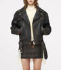 McQueen Brown Oversized Belted Leather Jacket