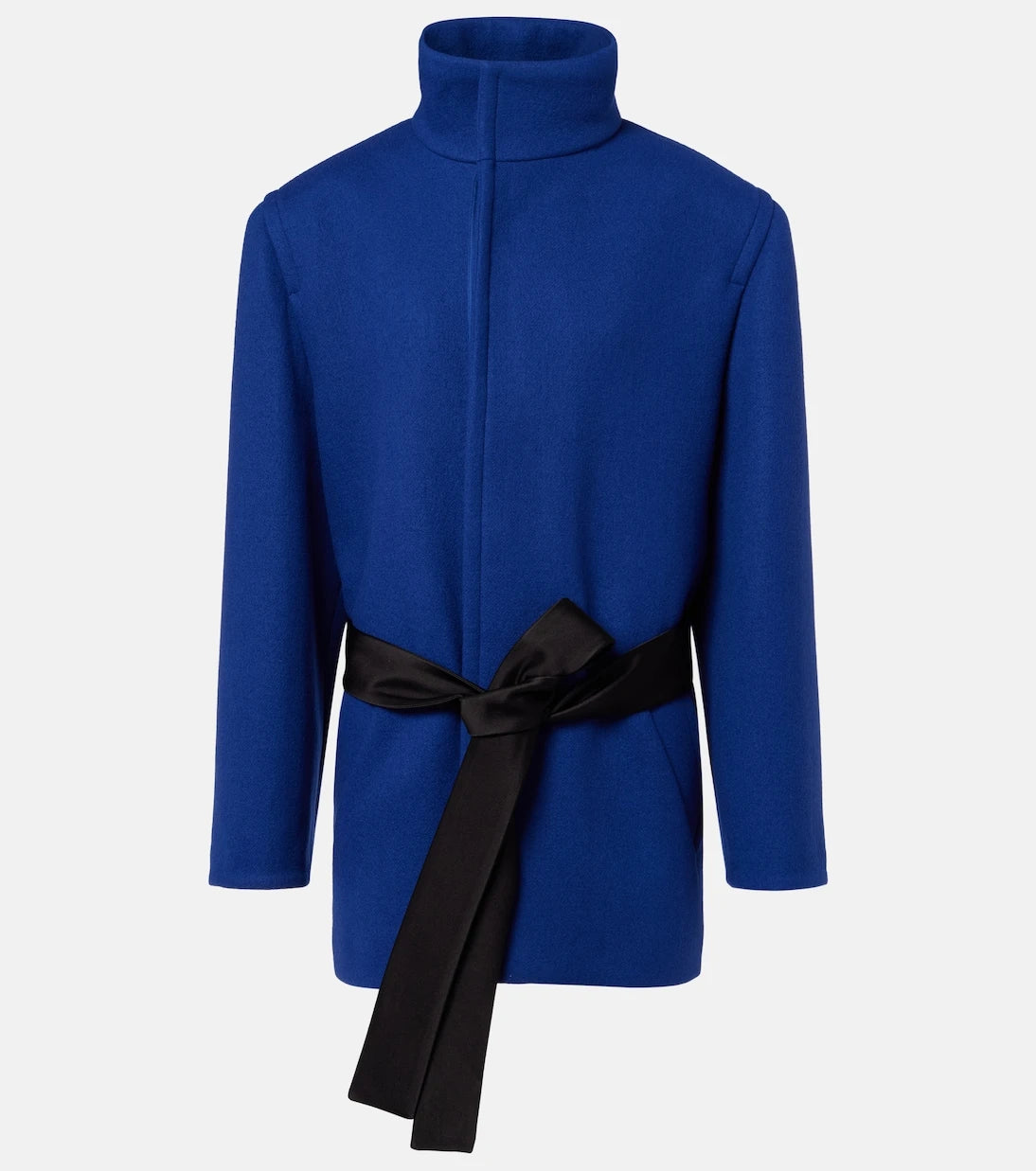 Saint Laurent - Belted silk-trimmed wool coat