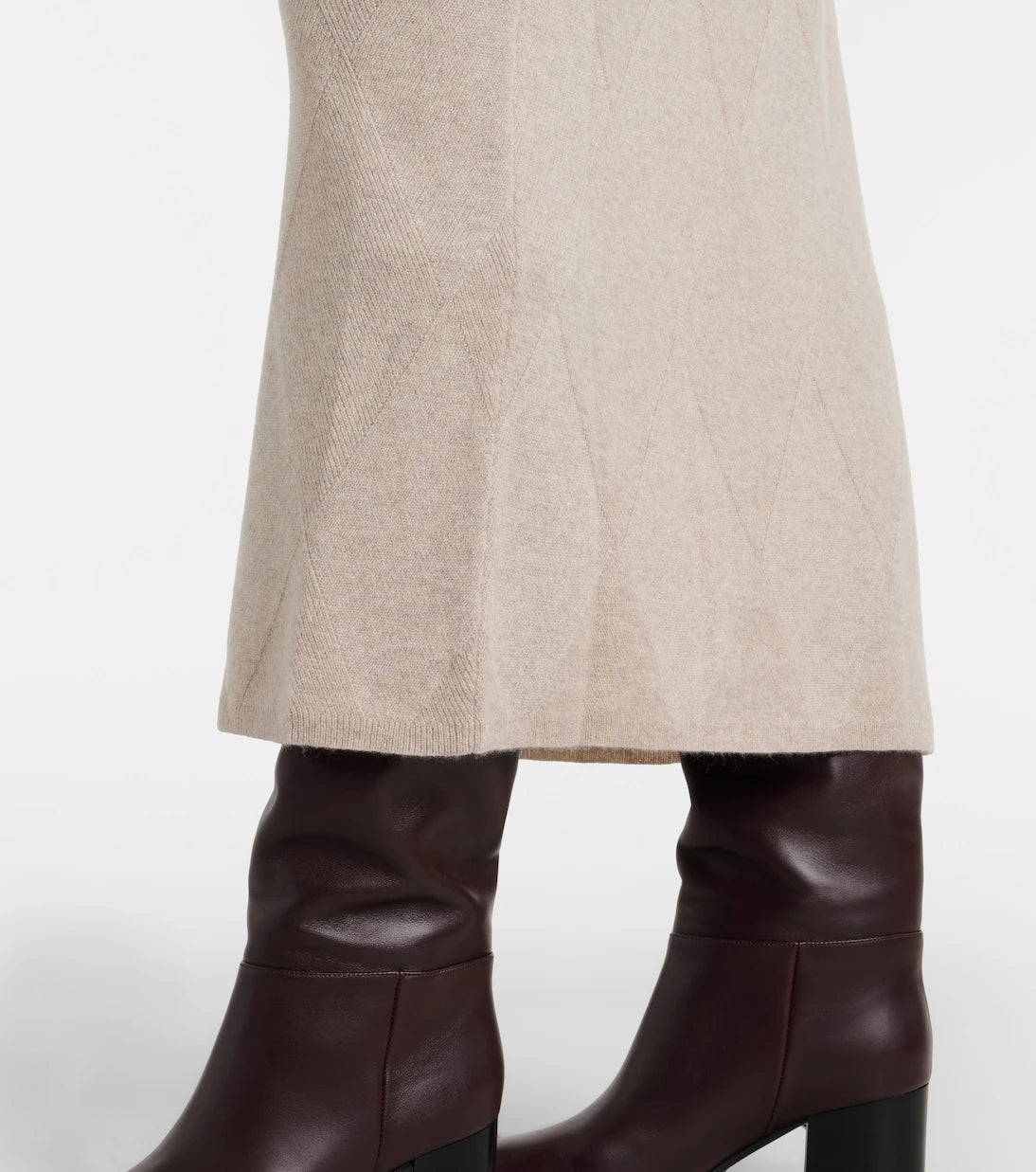 Max Mara - Salubre argyle cashmere midi skirt
