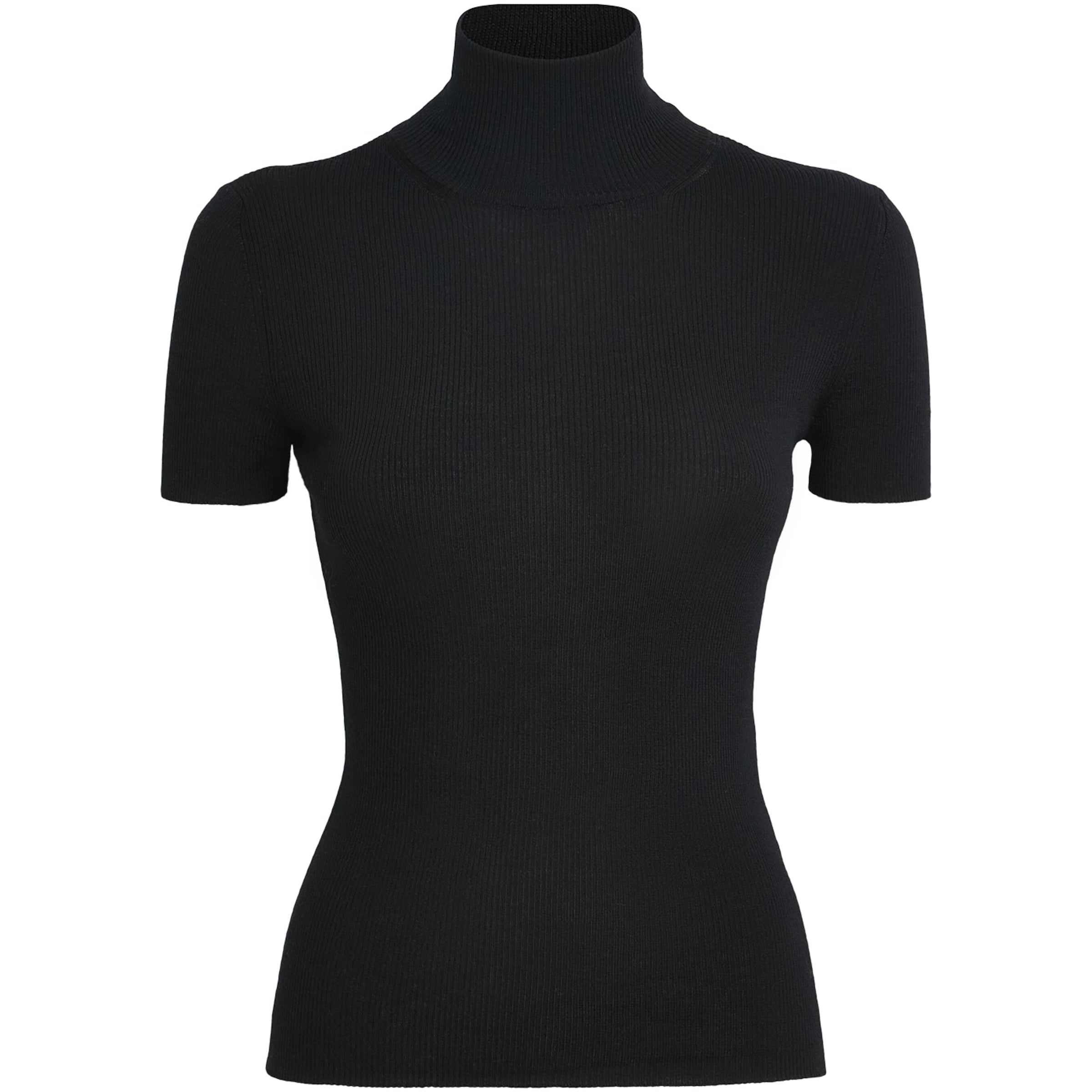 Black Virgin Wool Short-Sleeve Sweater
