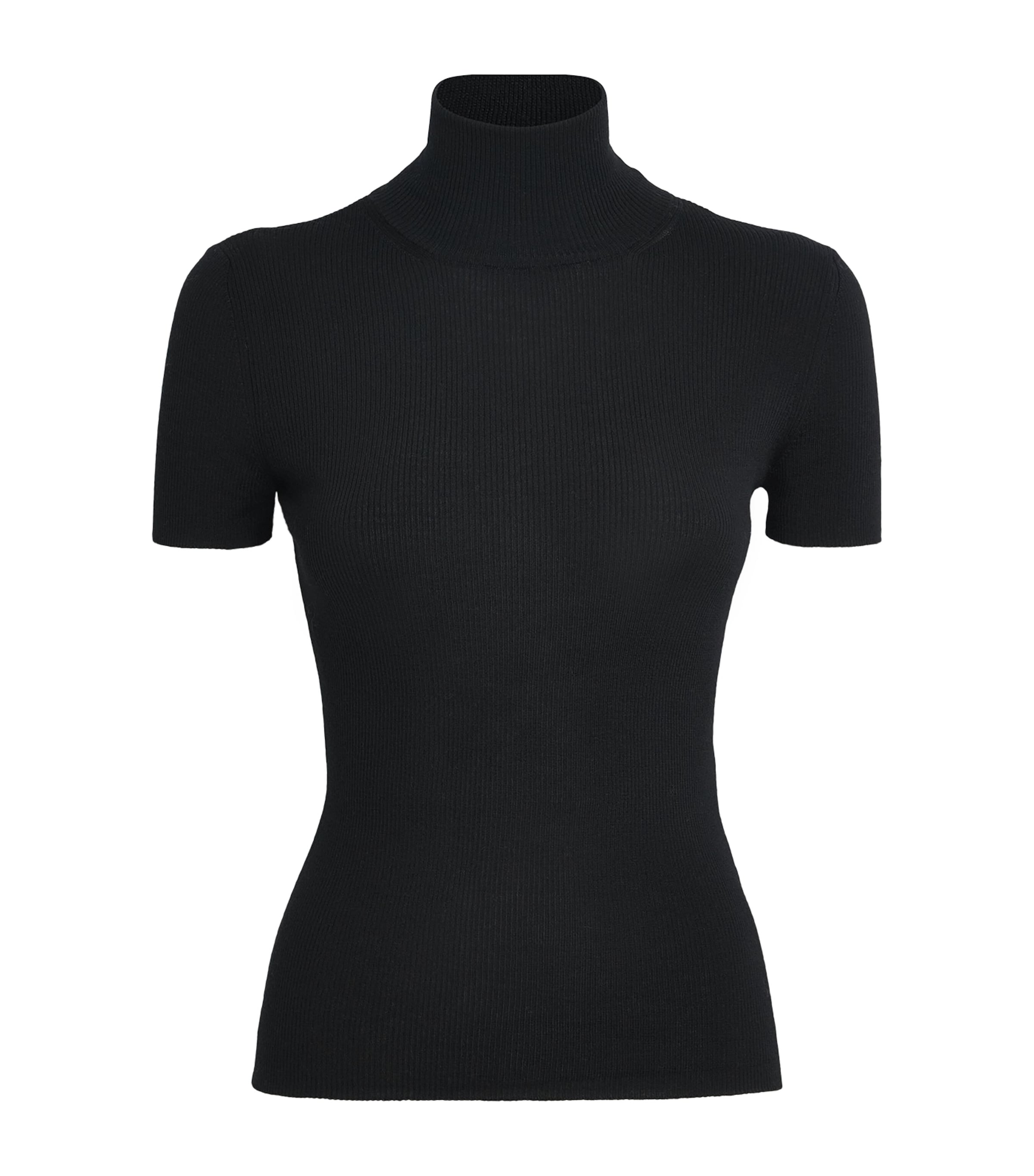 Black Virgin Wool Short-Sleeve Sweater