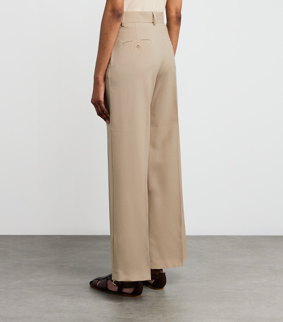 Beige Virgin Wool Tailored Trousers