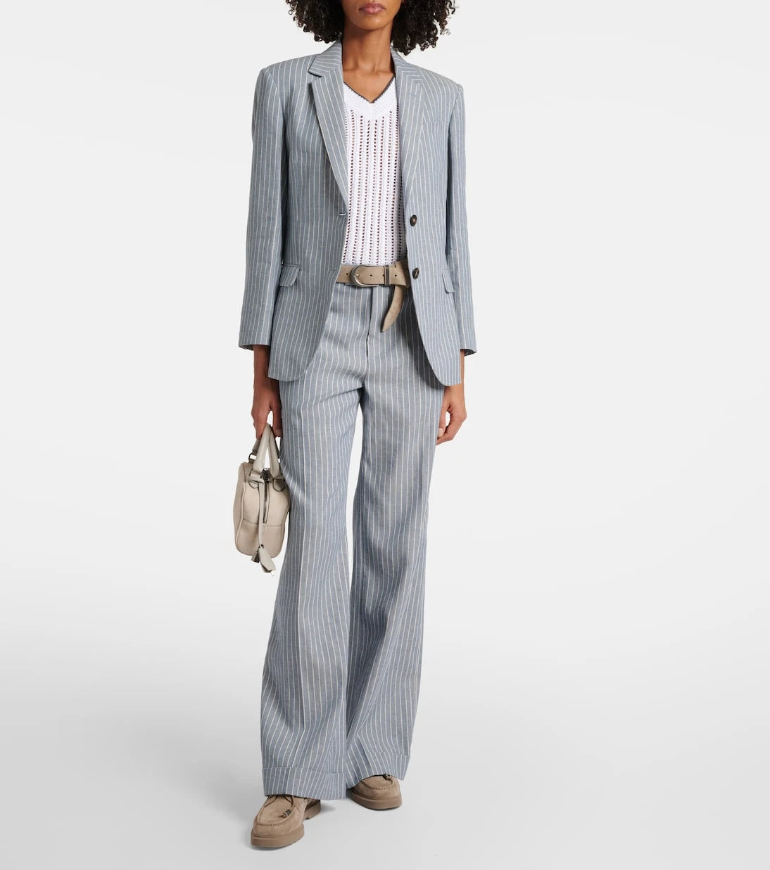 Brunello Cucinelli - Linen and cotton-blend wide-leg pants