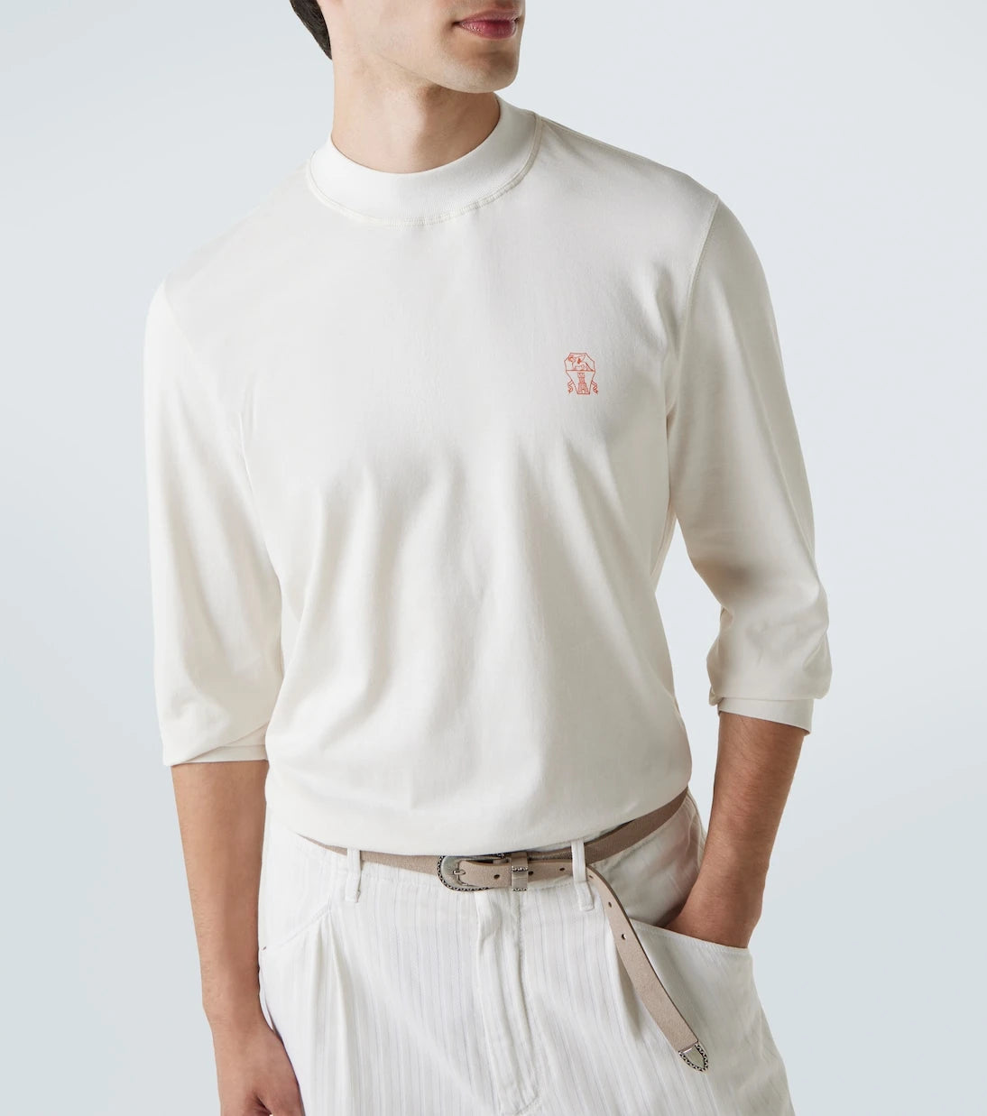 Brunello Cucinelli - تي شيرت قطني بشعار العلامة