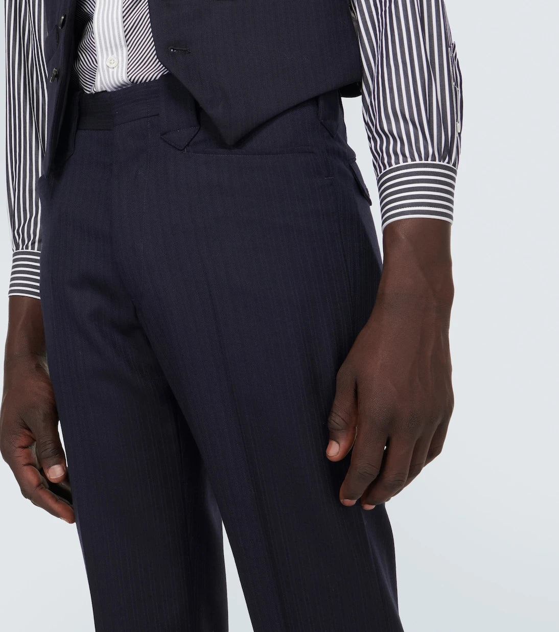 Maison Margiela - Balıksırtı yün düz paça pantolon