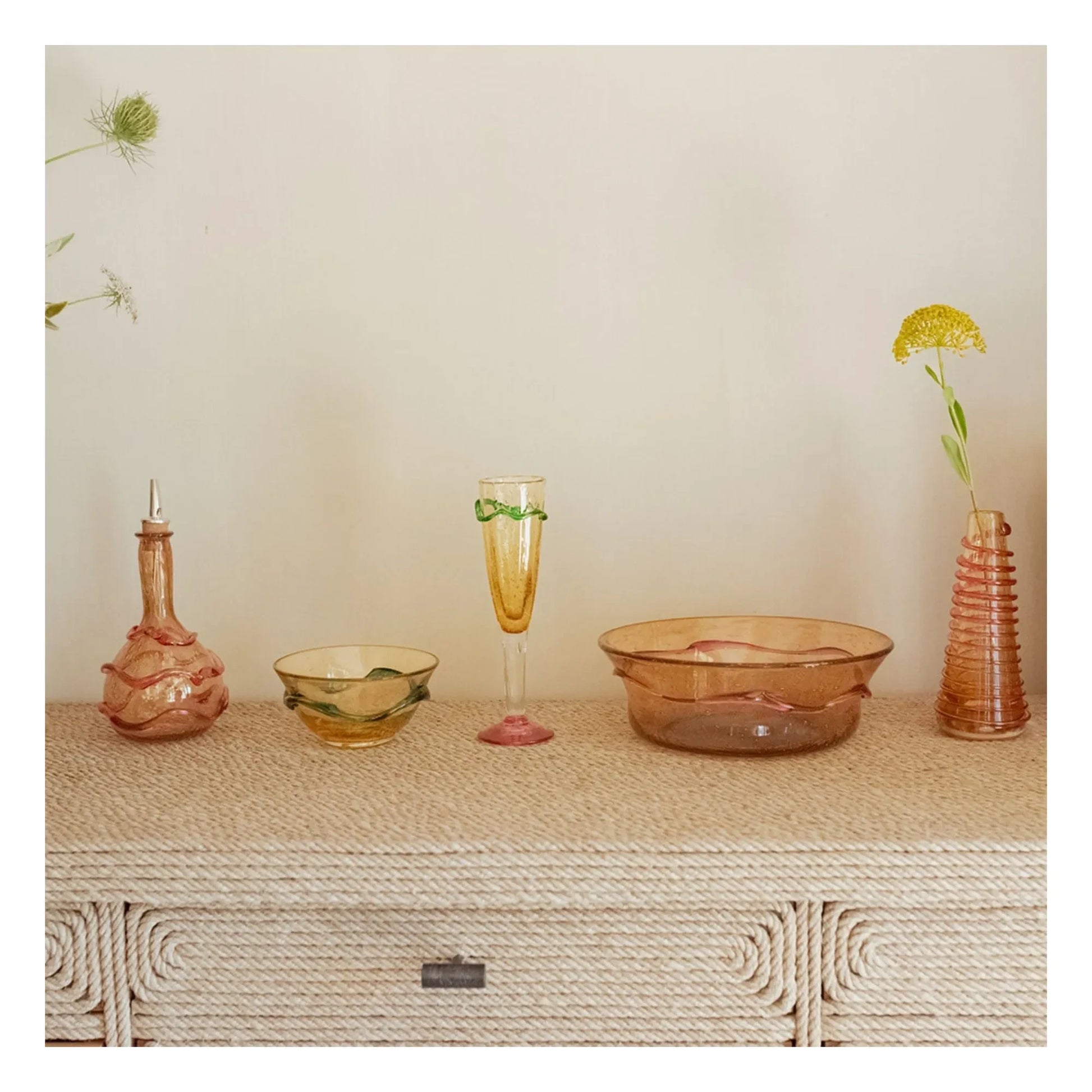 Denise - Romeo glass oil cruet | Pink