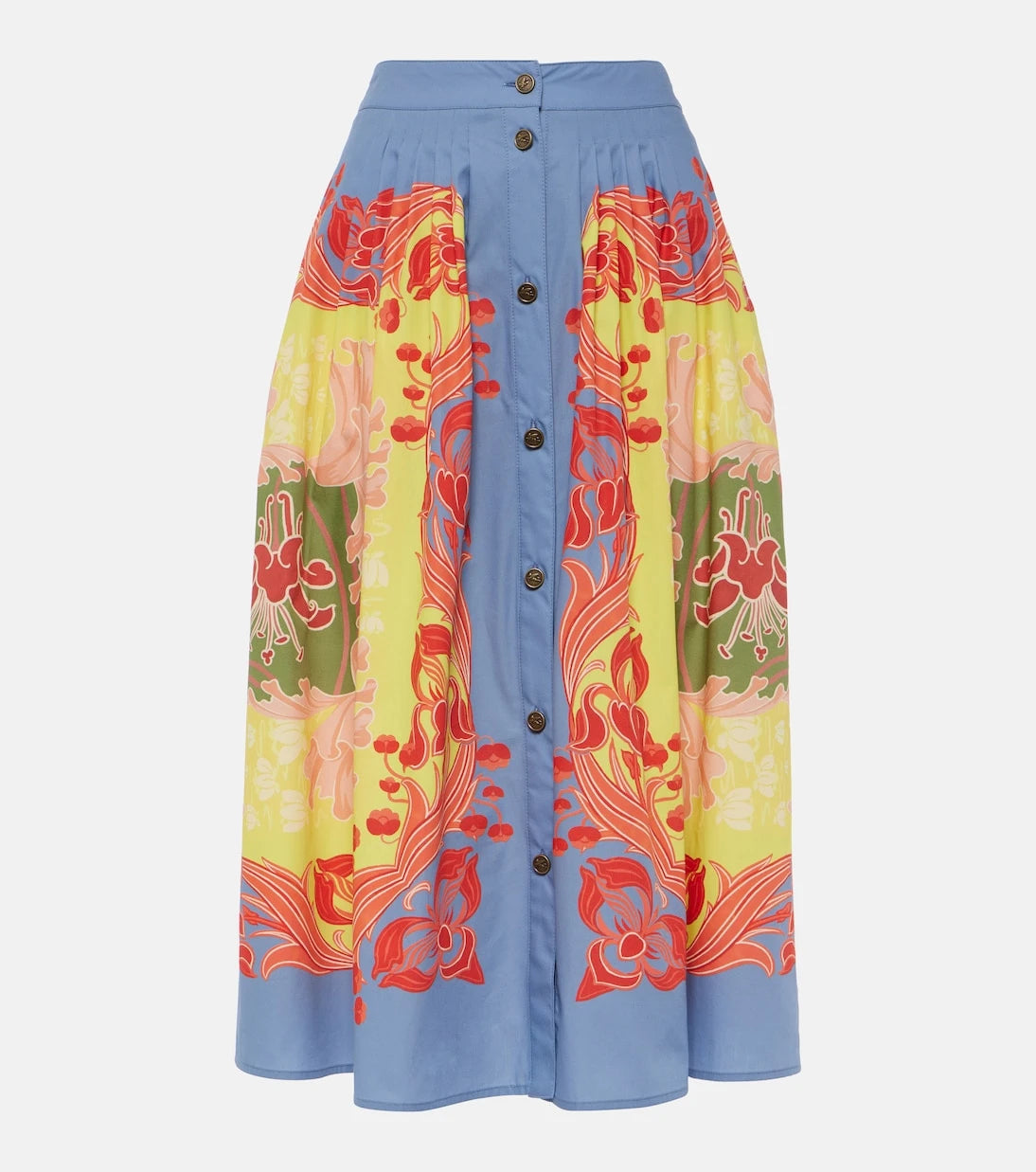 Etro - Printed cotton poplin midi skirt