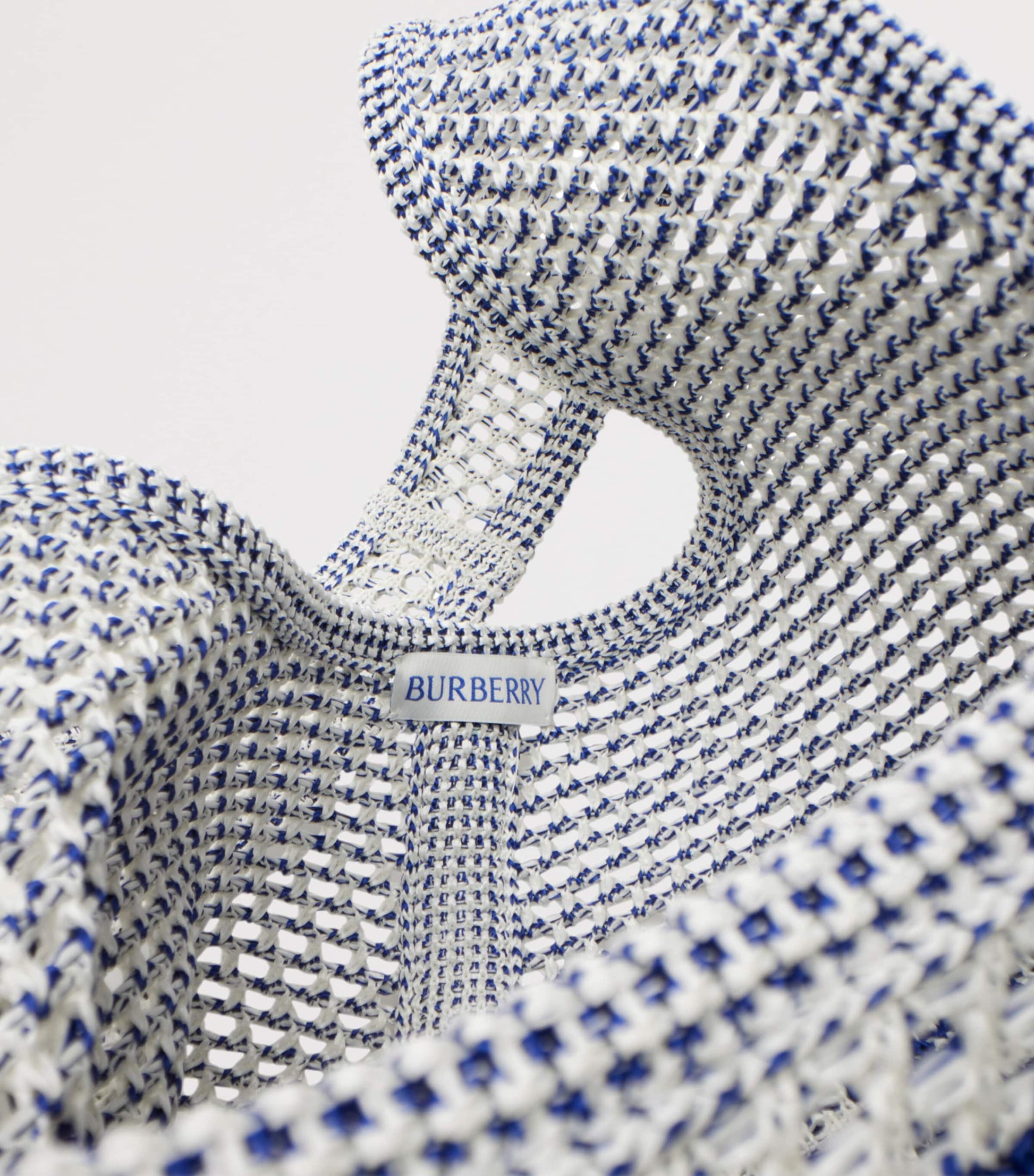 Burberry White Large Crochet Equestrian Knight Design Shoulder Bag