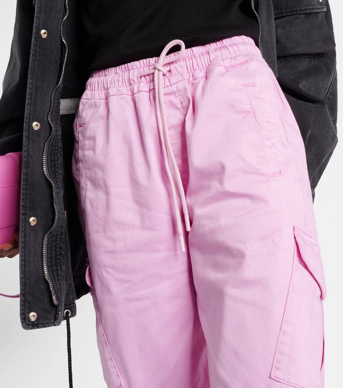 AG Jeans - بنطال كارجو قطني بخصر مرتفع