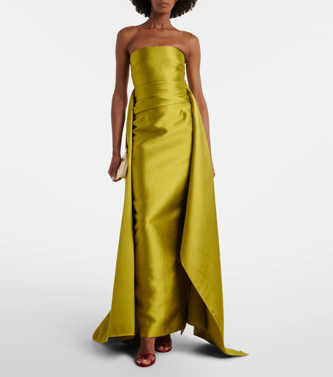 Solace London - Draped strapless satin gown