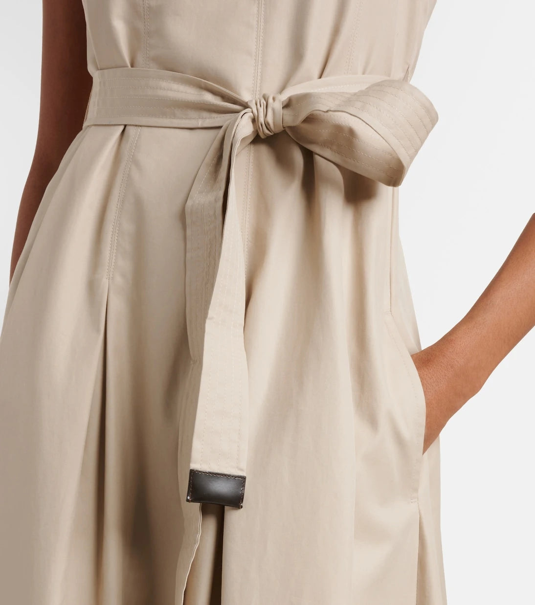 'S Max Mara - فستان أمينة متوسط الطول من القطن المطوي
