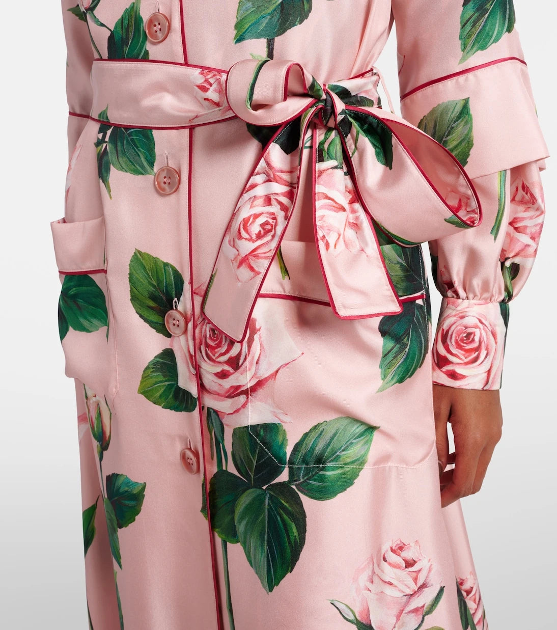 Dolce&Gabbana - Floral belted silk satin maxi dress