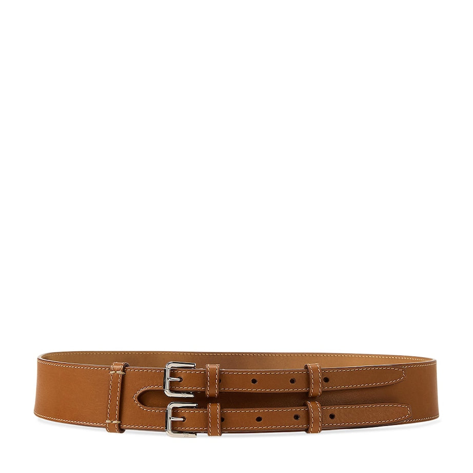 Ralph Lauren Collection Gold Leather Double-Buckle Belt