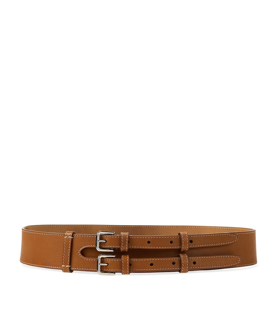 Ralph Lauren Collection Gold Leather Double-Buckle Belt