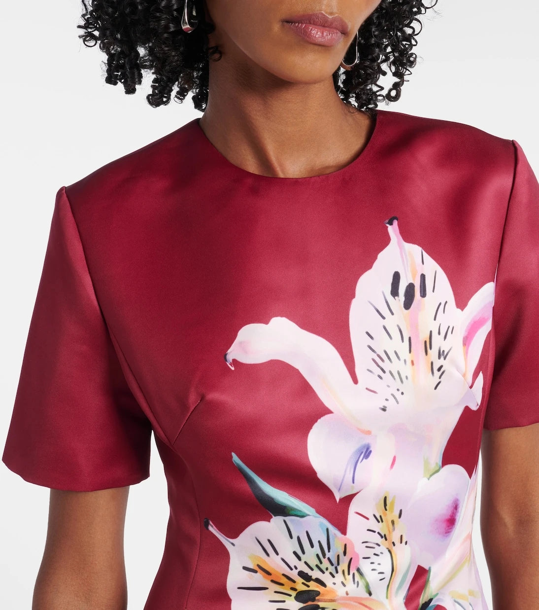 Leo Lin - Caroline floral satin midi dress