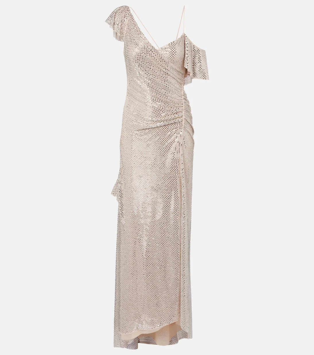Self-Portrait - Draped rhinestone-embellished maxi dress