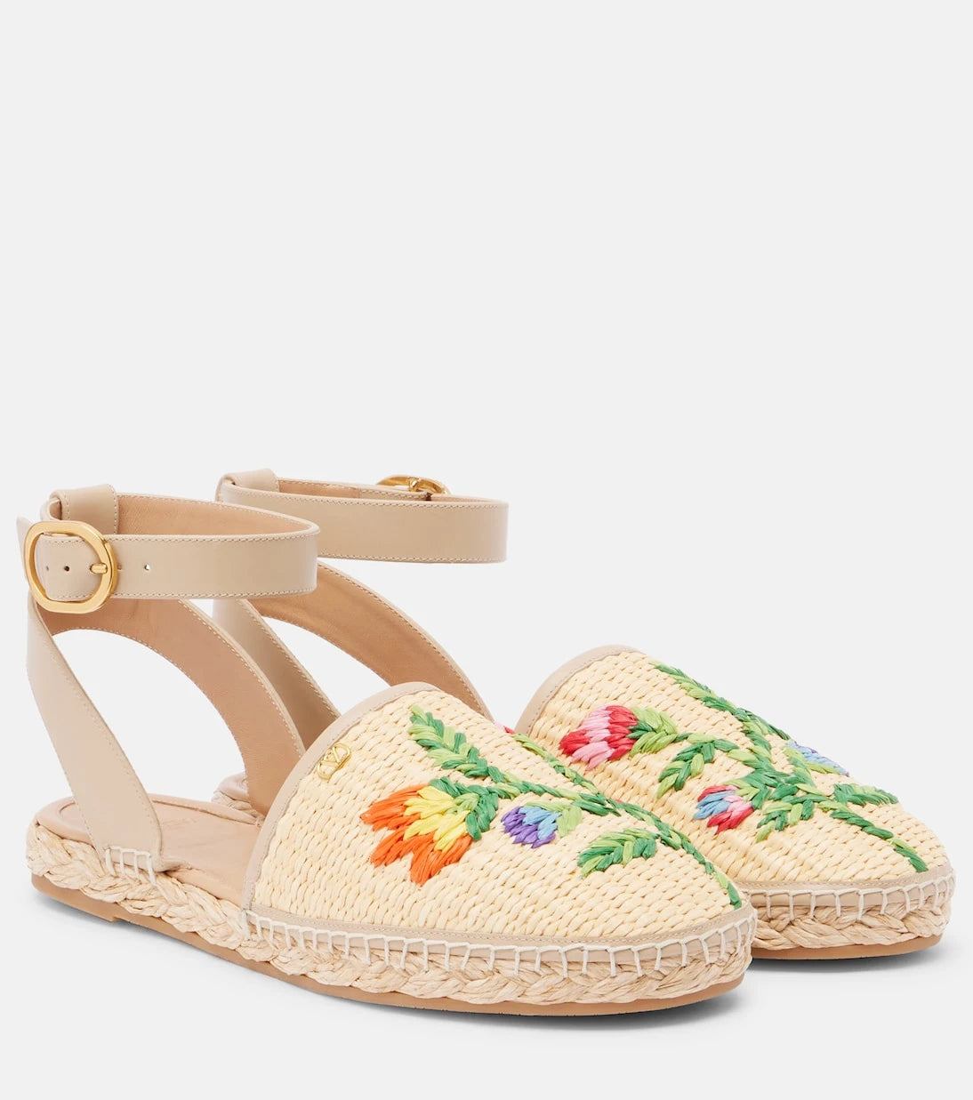 Valentino Garavani - Bribri embroidered raffia espadrilles