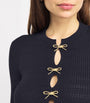 Claudie Pierlot Blue Bow-Embellished Cut-Out Sweater