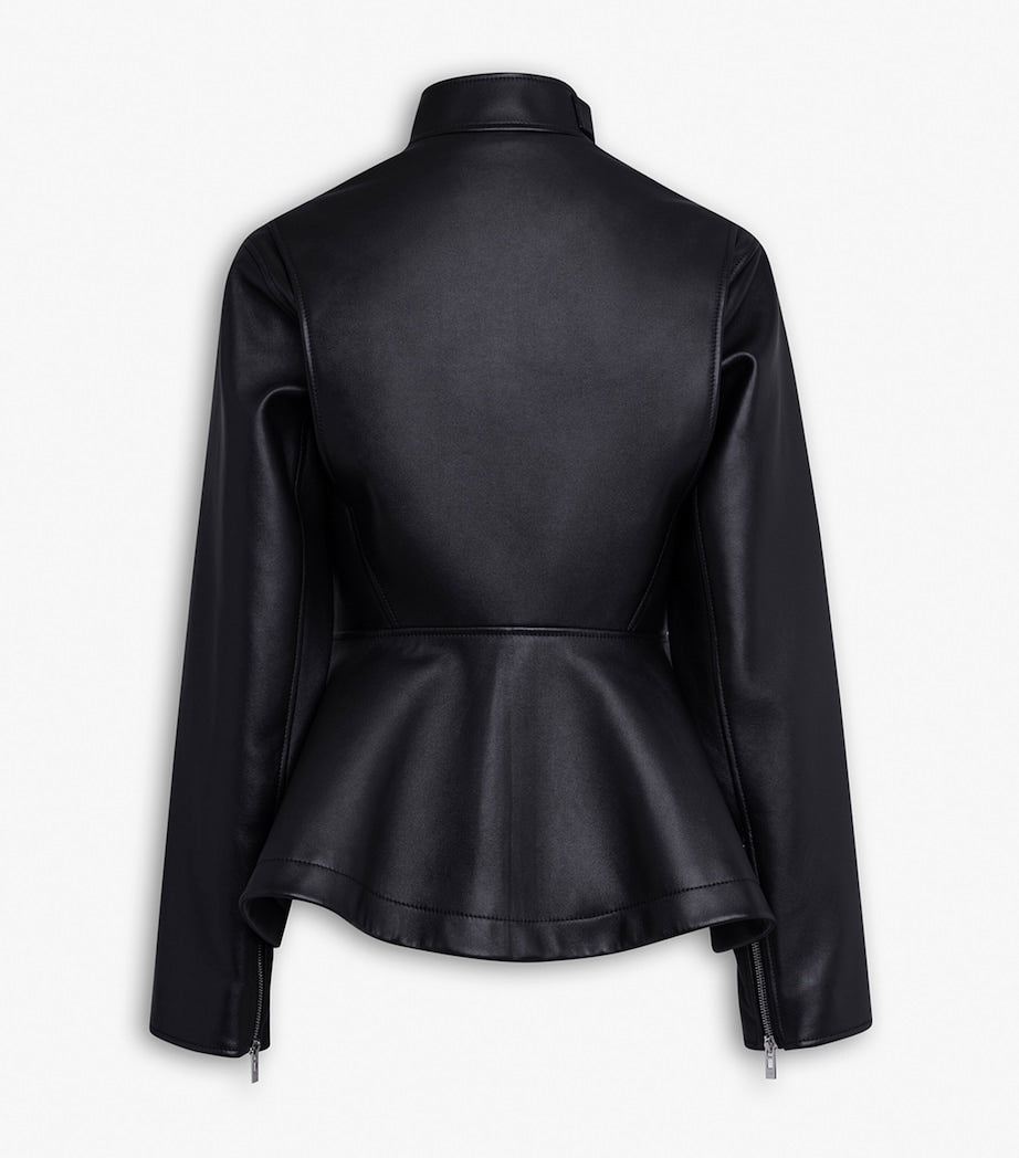 Alaïa Black Lambskin Peplum Leather Jacket