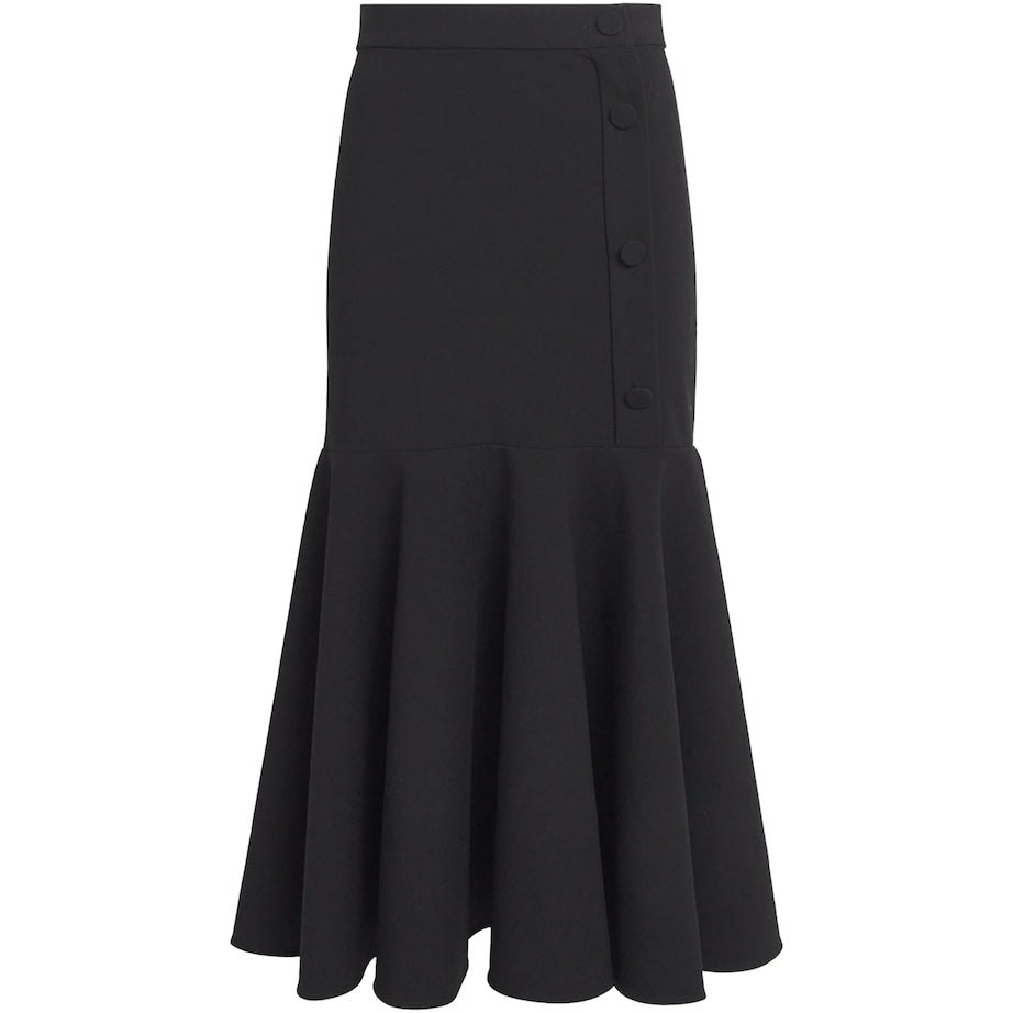Sandro Paris Black Ruffle-Trim Maxi Skirt