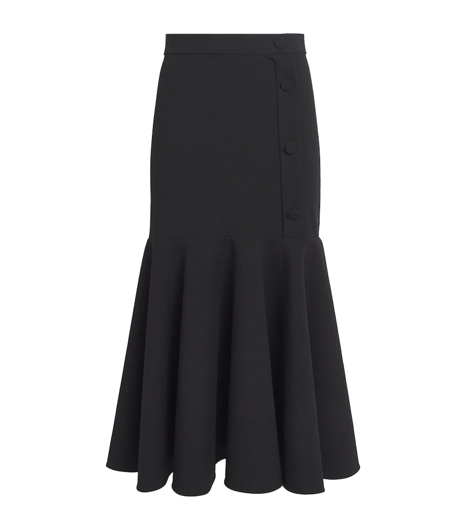 Sandro Paris Black Ruffle-Trim Maxi Skirt
