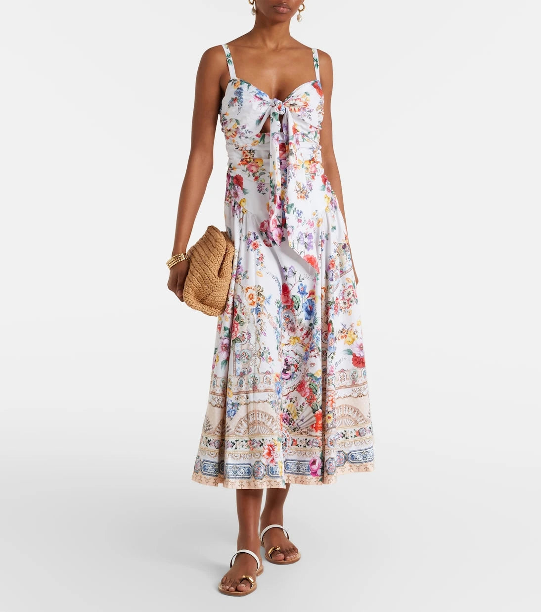 Camilla - Floral cotton-blend midi dress