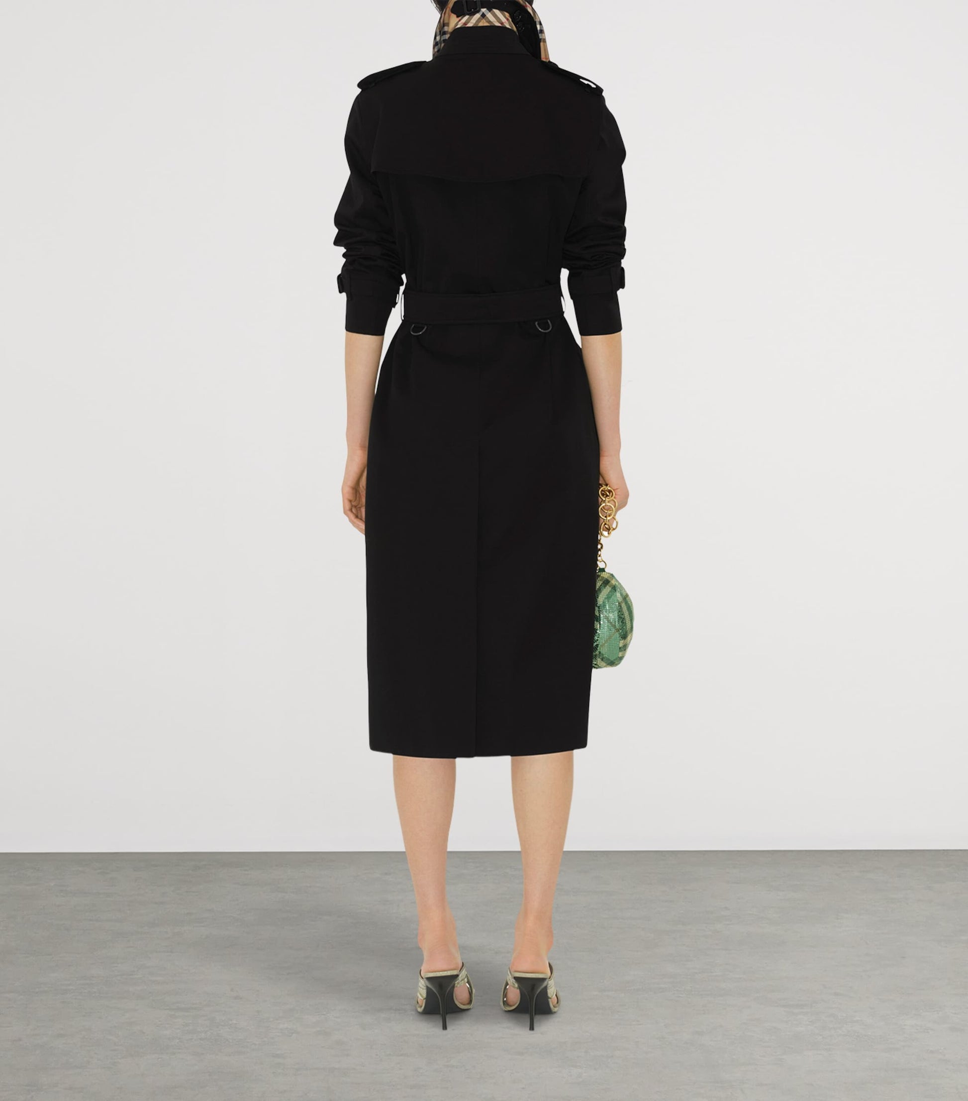 Burberry Black Gabardine Long Kensington Heritage Trench Coat