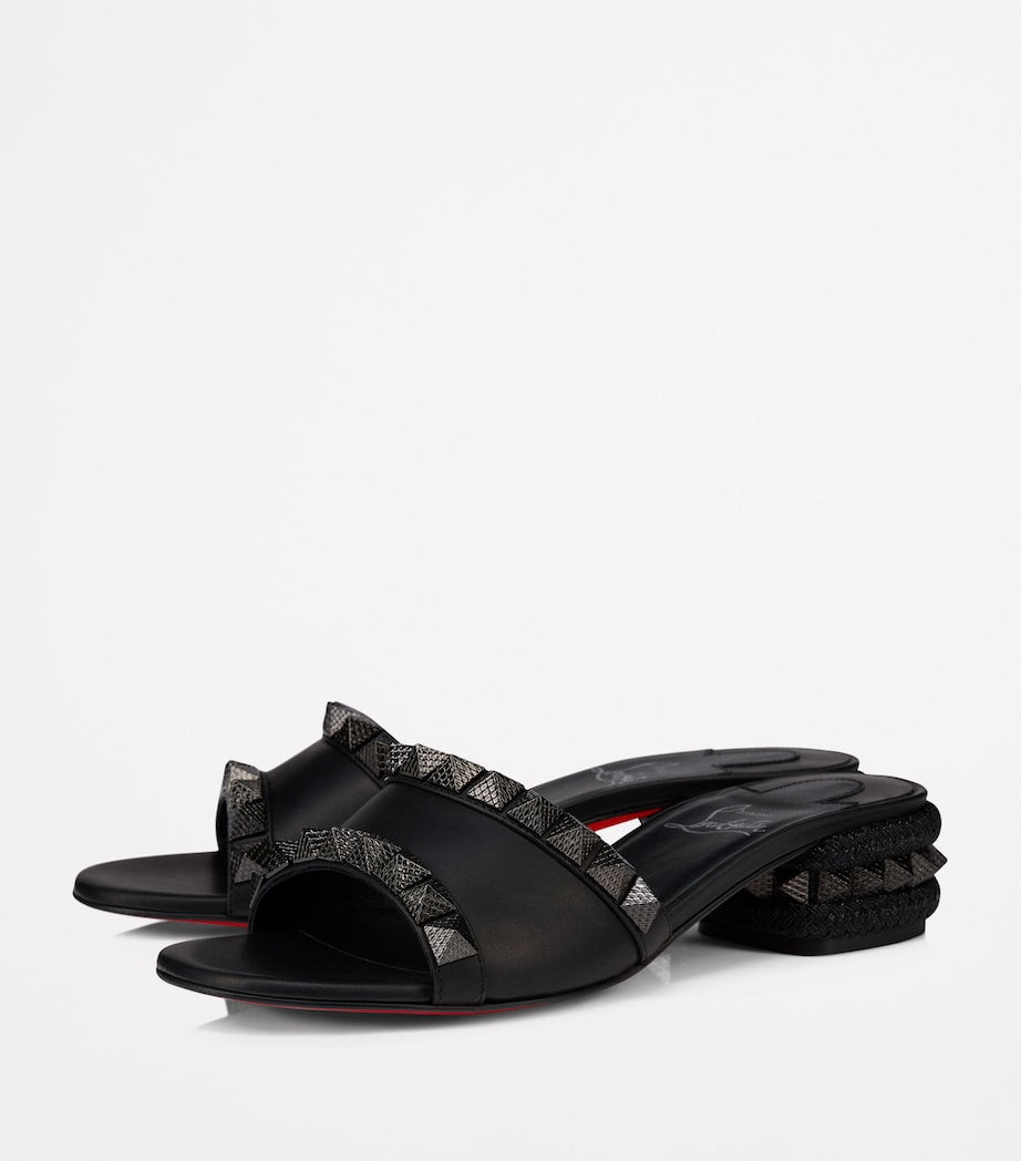 Christian Louboutin Black Pyraclou Embellished Heeled Mules 30