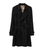 Burberry Black Mid-Length Kensington Heritage Trench Coat