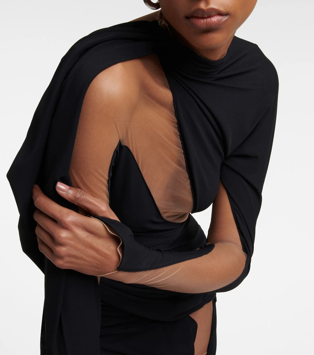 Mugler - Draped tulle-embellished minidress