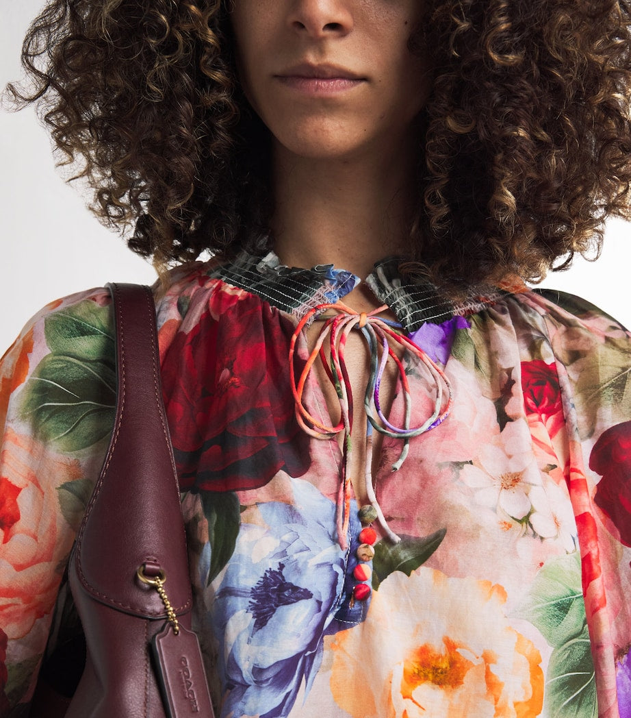 Alice+Olivia Multi Cotton-Silk Norah Peasant Blouse