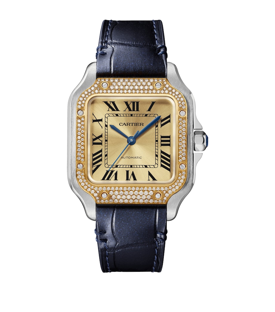 Stainless Steel and Diamond Santos de Cartier Watch 41.9mm