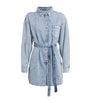 Blue Cotton-Blend Denim Belted Playsuit