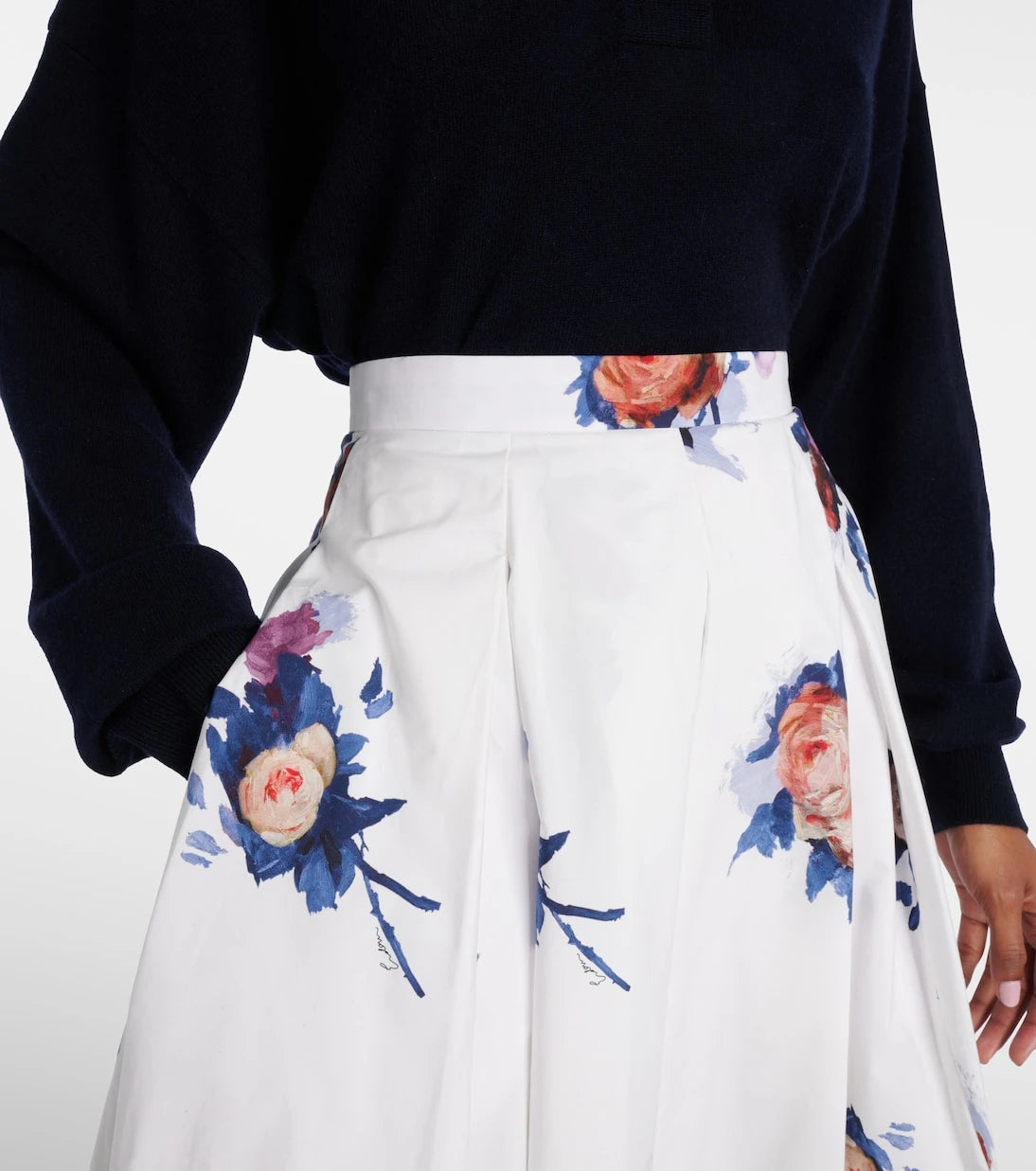 Erdem - Floral cotton poplin midi skirt