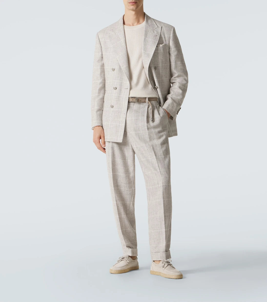 Brunello Cucinelli - كنزة صوف قطنية محاكة مضلعة