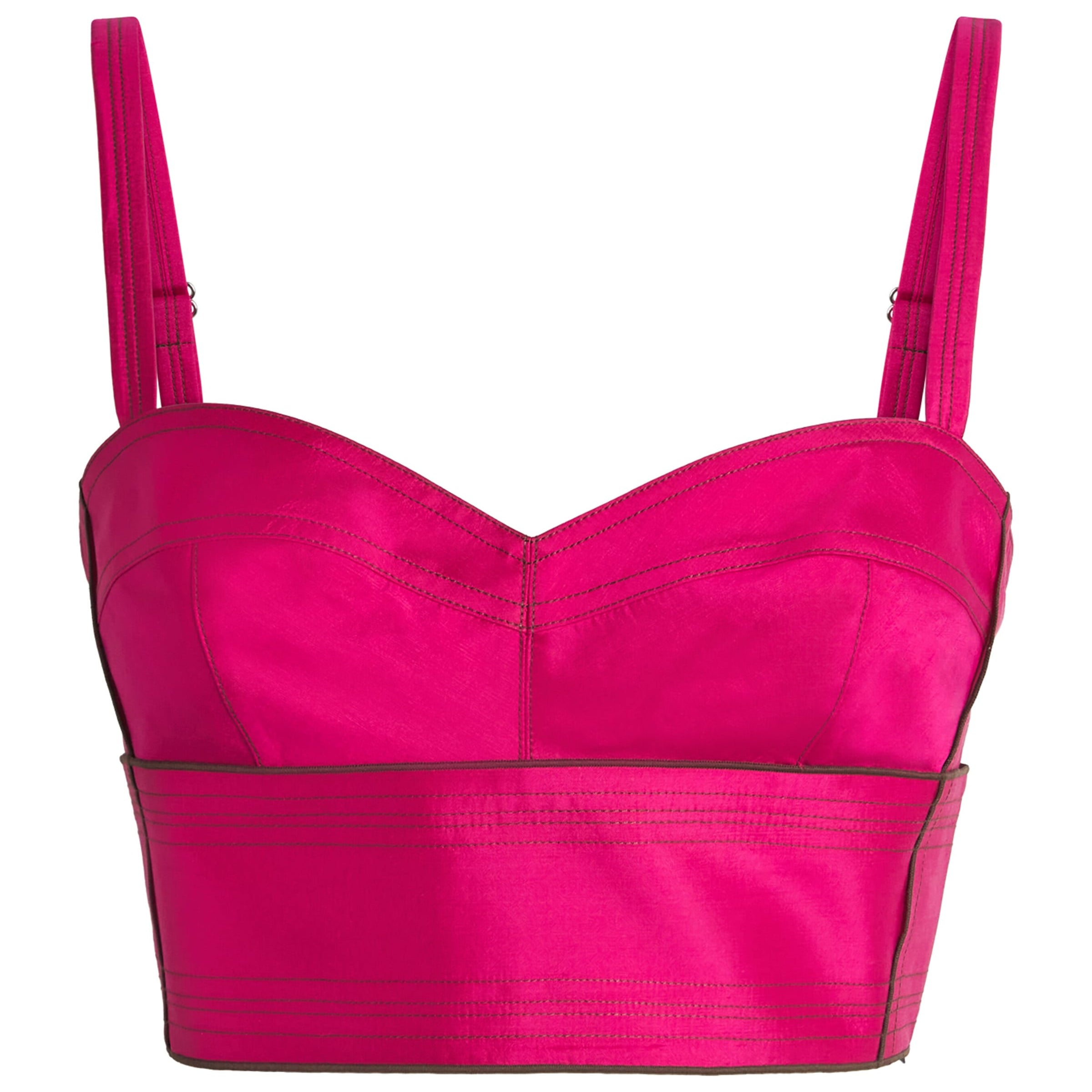 Tory Burch Pink Silk Dupioni Bra Top