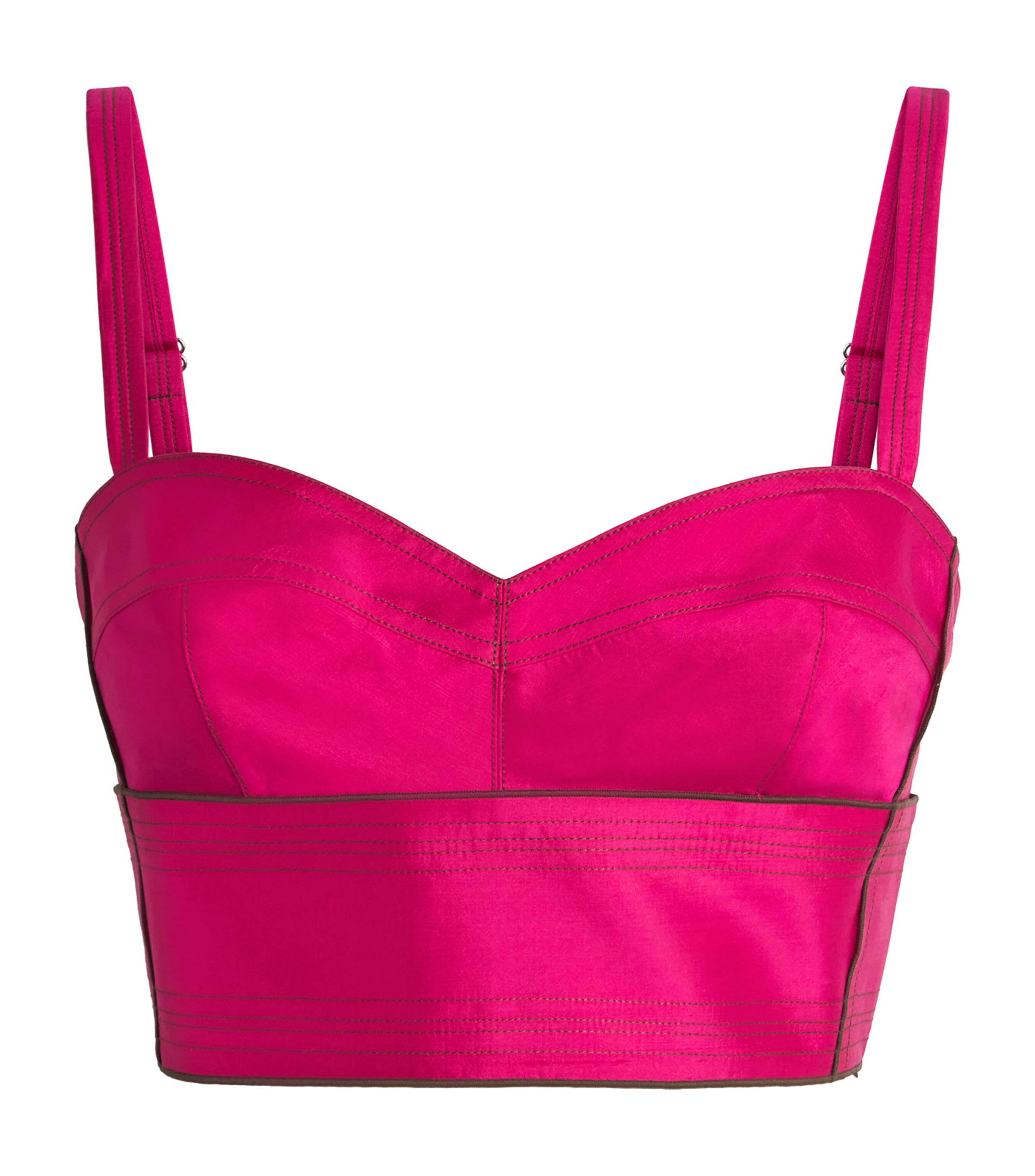 Tory Burch Pink Silk Dupioni Bra Top