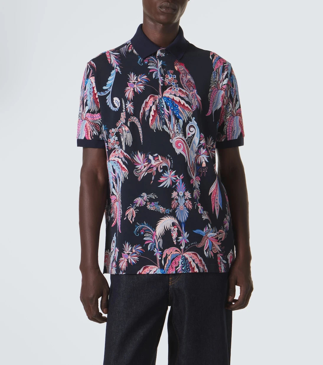 Etro - Printed cotton piqué polo shirt