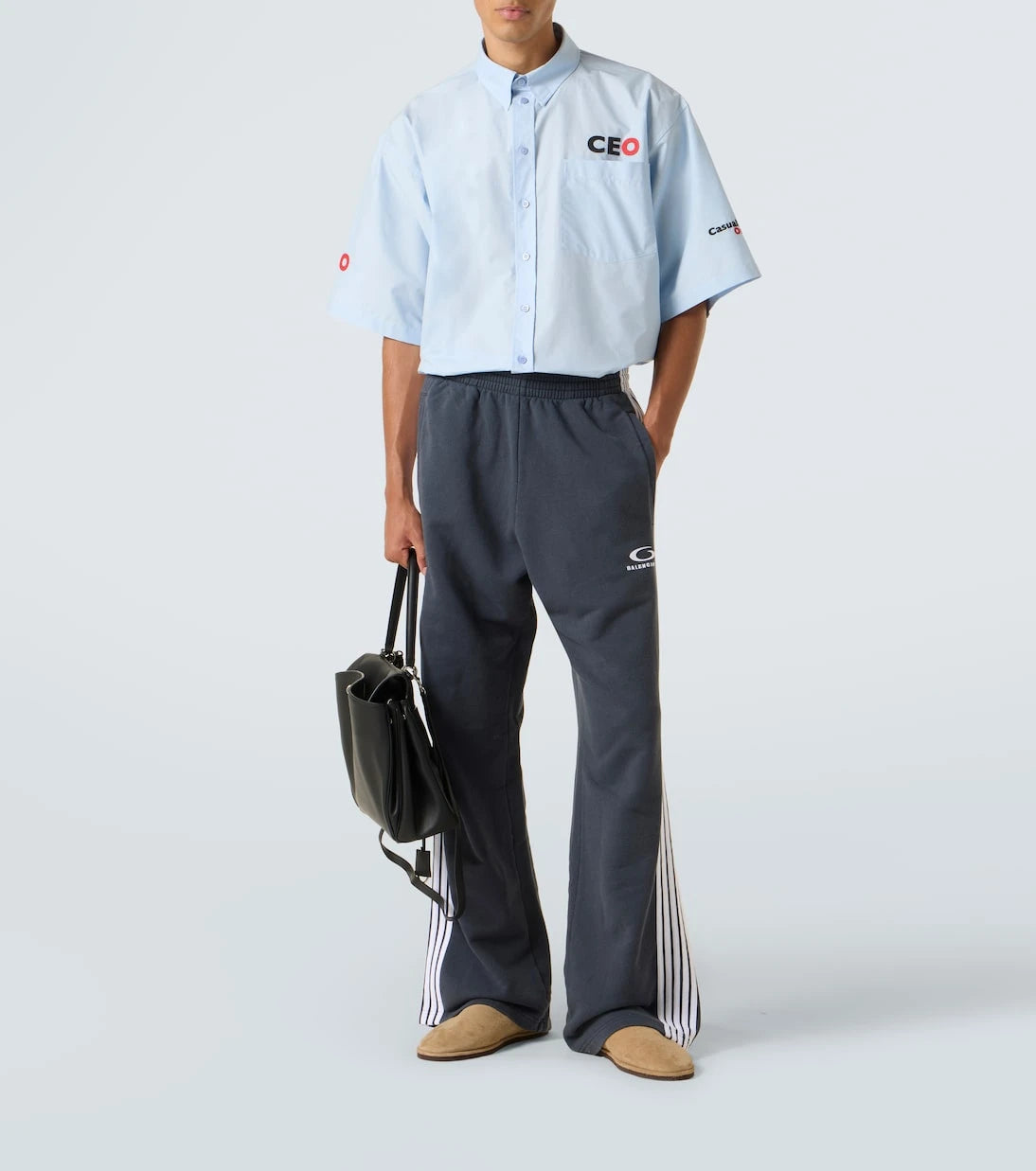 Balenciaga - قميص بوبلين قطني كبير الحجم