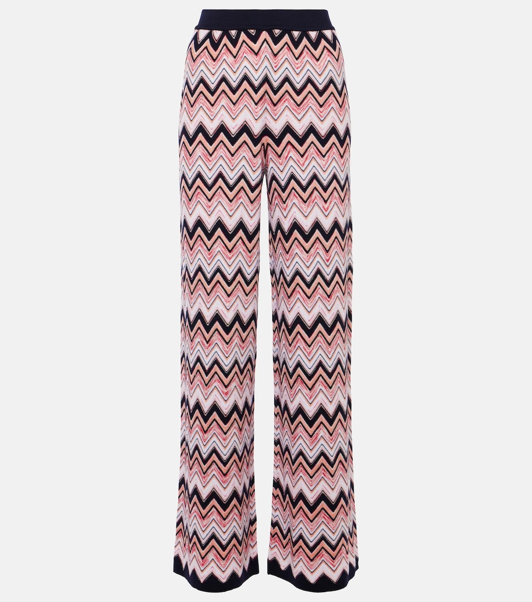 Missoni - بنطلون واسع الساقين وخصر عالٍ بنمط الزجزاج
